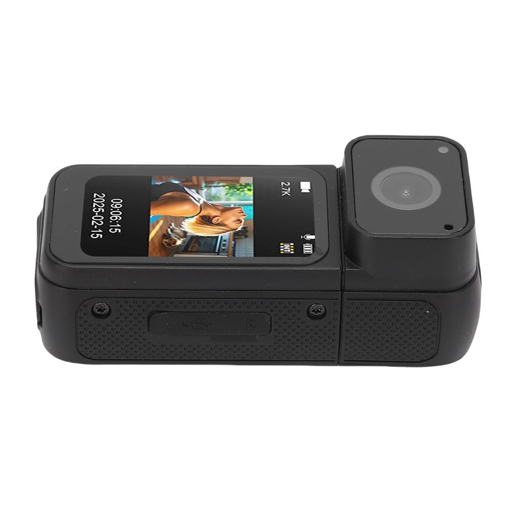 2.7K Thumb Action Camera Wearable Portable Camcorder with Magnetic Lanyard 180 Degree Rotation POV Recording for Work Travel Pet Walk