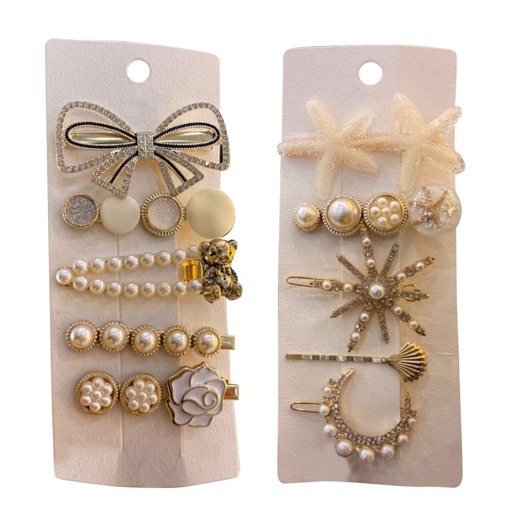 10pcs Perles Cristal Épingle à Cheveux Élégant Décoratif Fait Main Étoile Mer Pince à Cheveux Ensemble pour