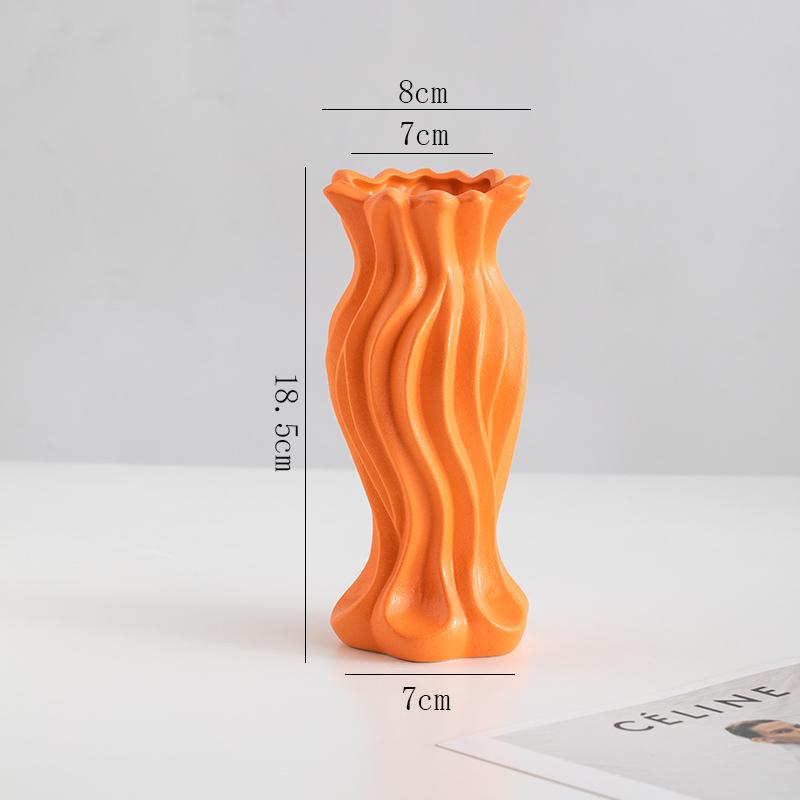 Nordic Ceramic Irregular shape Orange Small Vases, Home Dining Table, Living Room, Bedroom, Office Accessories, Flower Ware, 1Pc