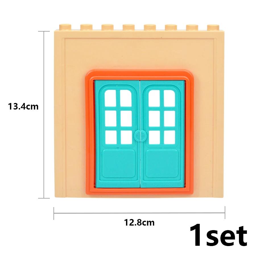 Big Size Building Blocks House Furniture Assemble Wall Fence Roof Door Window Construction Large Bricks Toys Compatible Duploes