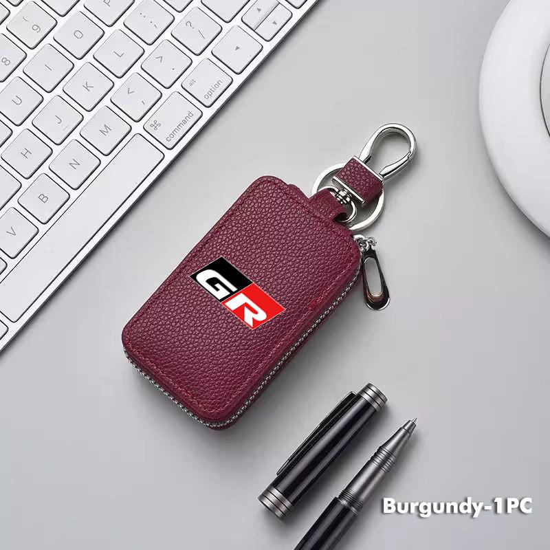 

Car Key Protector Bag Key Holder Mini Auto Key Case Wallet Zipper Bag Keychain For Toyota GR Sport Yaris Chr Auris Rav4 Prius