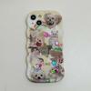 Ins Diy 3d Blingbling Crystal Relif Cartoon Dog Retro Cat Label Cover For Iphone 13 14 Pro Max 12 11 Promax Imd Wavy Phone Case