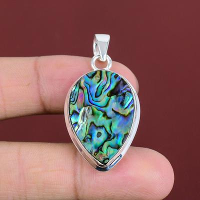 Abalone Muschel Anhänger Handgefertigter Anhänger Wunderschöner Edelstein Anhänger 925 Sterling Silber Anhänger Hochzeitsschmuck Designer Anhänger Geschenke für Ihn
