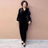 Ensemble Pantalon Automne Femme Broderie Grande Taille Chemisier Velours Taille Haute Pantalon Harem Velours Ensemble Deux Pièces
