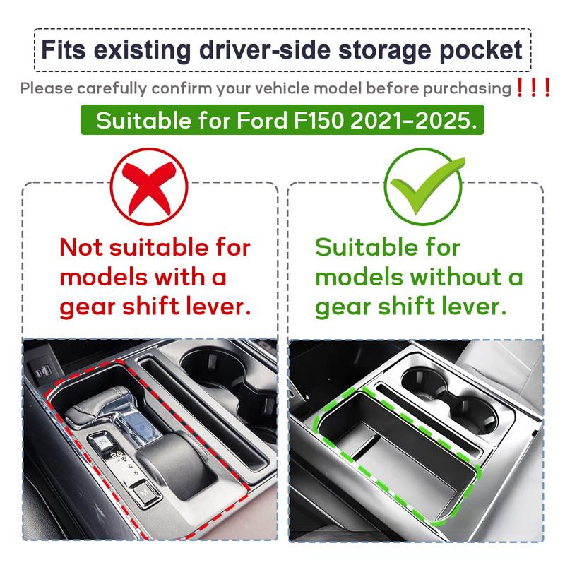 For Ford F150 -2024 2025 Front Center Console Pocket Cover Storage Box Organizer Hidden Panel Secret Pocket Lid Cubby Cover