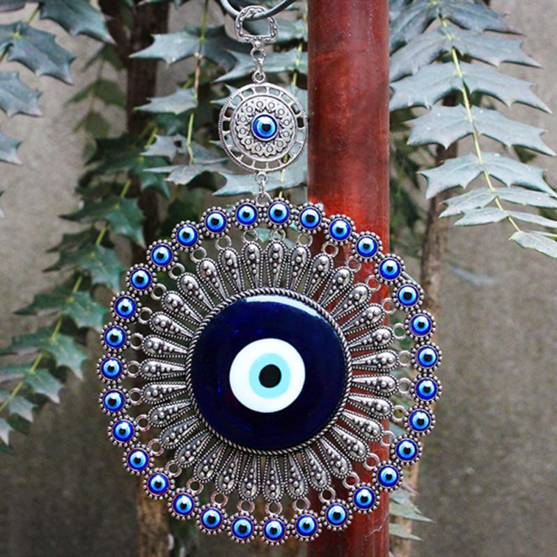 Nordic Hanging Pendant Metal Retro Blue Turkish Eye for Living Room Wall Decoration