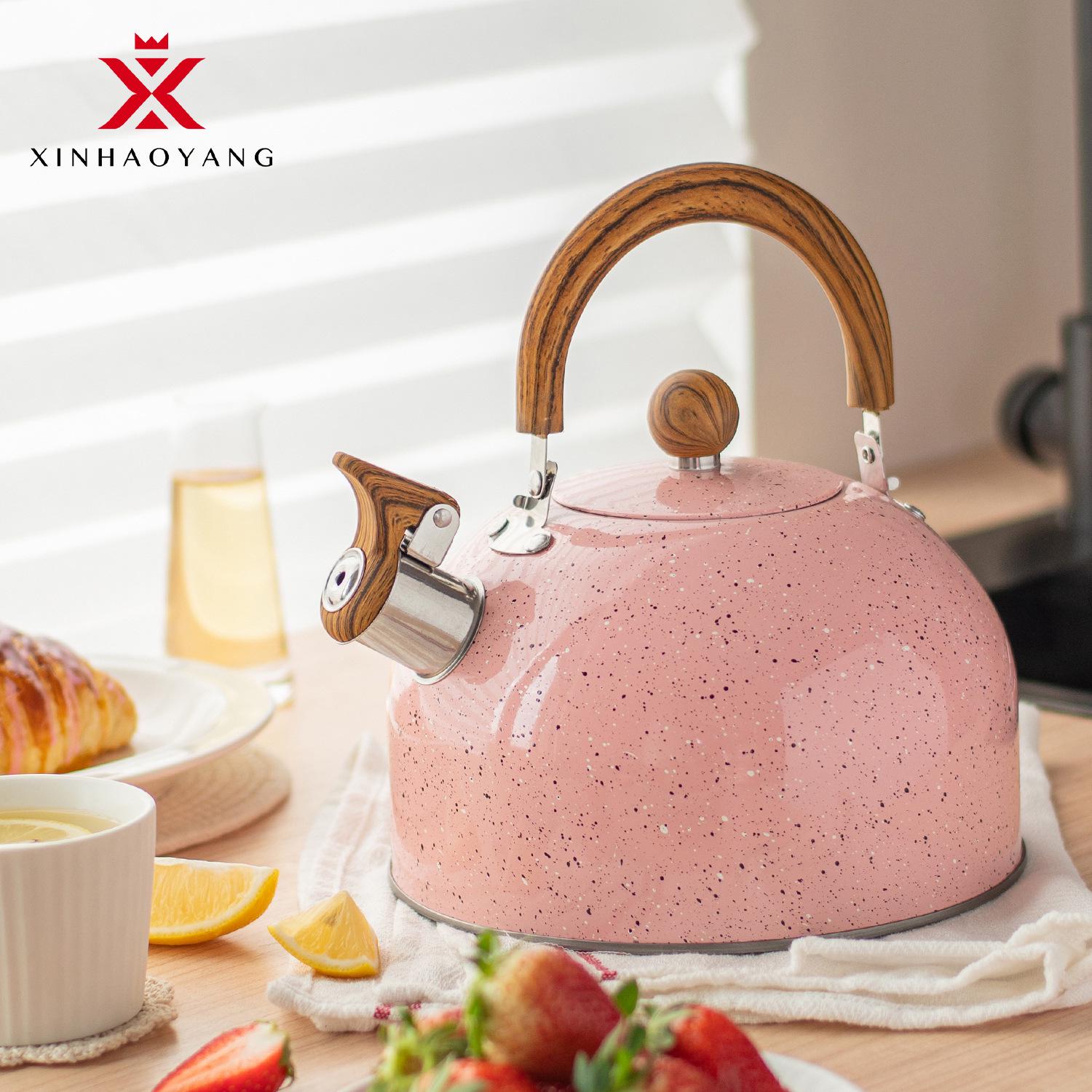 

Pink Stainless Steel Whistling Kettle - European/American Design for Tea & Coffee. 3.0L розовый