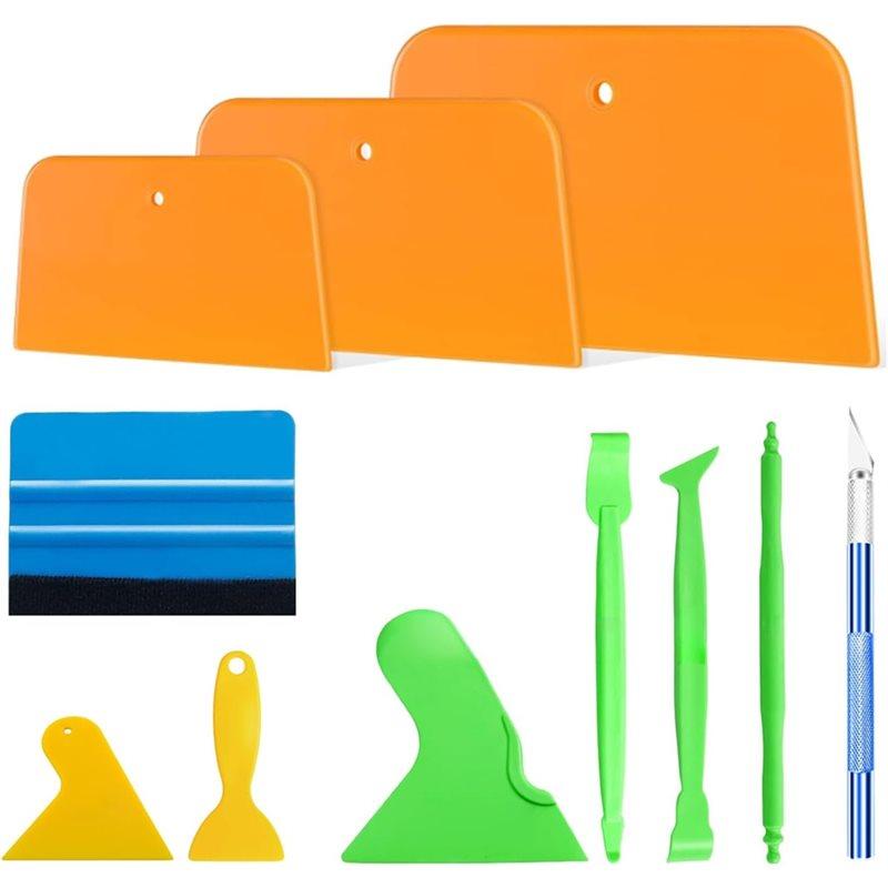ABBP-Auto Body Tools Set 11PCS - For Car Wrapping, Body Filler & Vinyl Application-Plastic Putty & Plastic Squeegee Kit