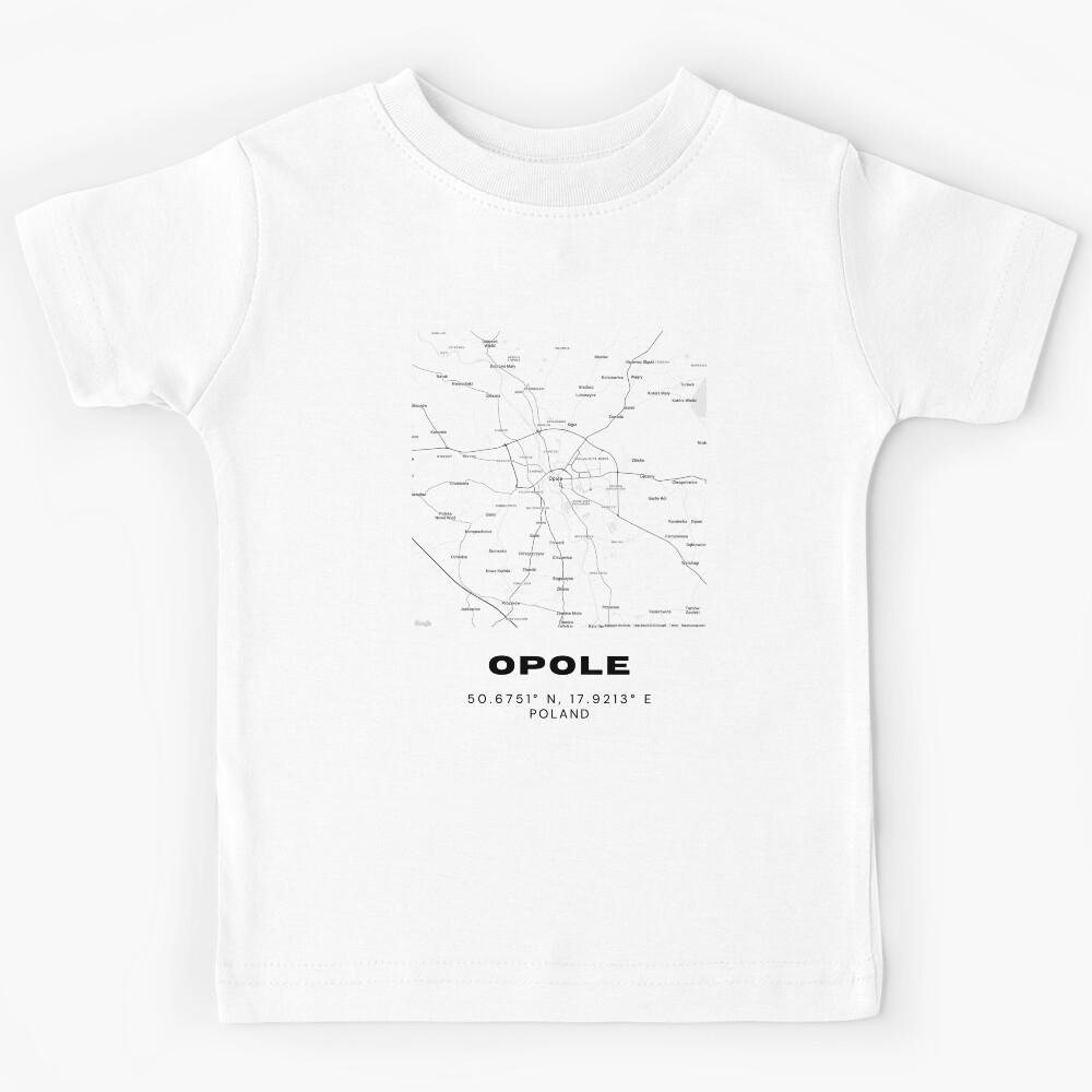 Opole Poland Map | Modern Minimalist Black and White Print Kids T-Shirt 110