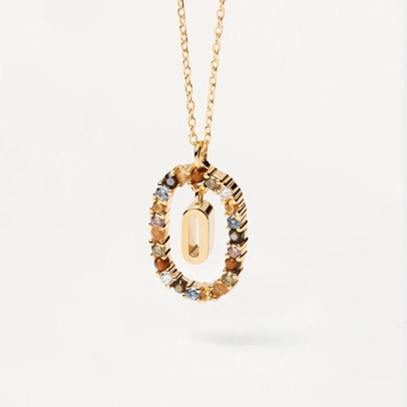 New 925 Sterling Silver Gold Letters A - Z Initial Necklace Zirconia Letter Pendant Long Chain Say My Name Fine Jewelry