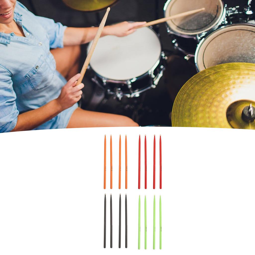 2 Pairs Drumsticks Wooden 5A Colored for Kids Adults Beginners Drum Set Practice DS-09