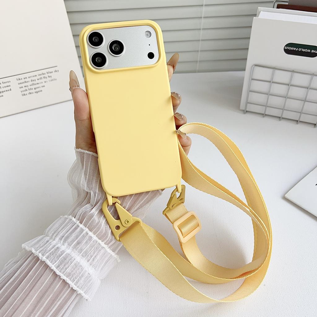 Crossbody Lanyard Matte Silicone Soft Case For iPhone 17 Pro Max 16 12 11 15 Pro 13 14 Plus Necklace Strap Shockproof Cover