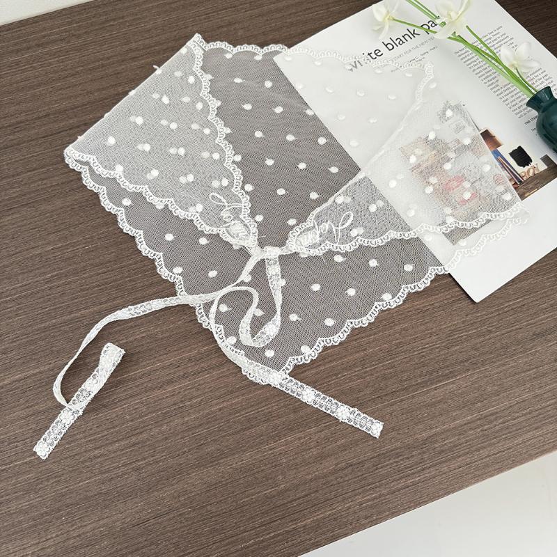 Fashion Lace Hair Scarf Wraps Women Retro White Lace Floral Triangle Headscarf Hat Travel Photo Headband Hair Accessories
