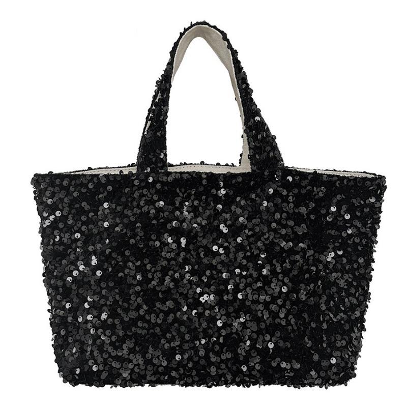 New Tote Bag Large Capacity Shiny Handbag Women's Niche Silver Sequined Bag