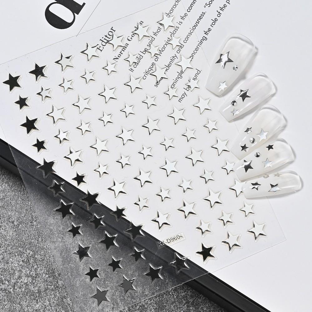 6Pcs Y2K Irregular Star Manicure Decals Waterproof Letters Nail Decorations DIY Manicure
