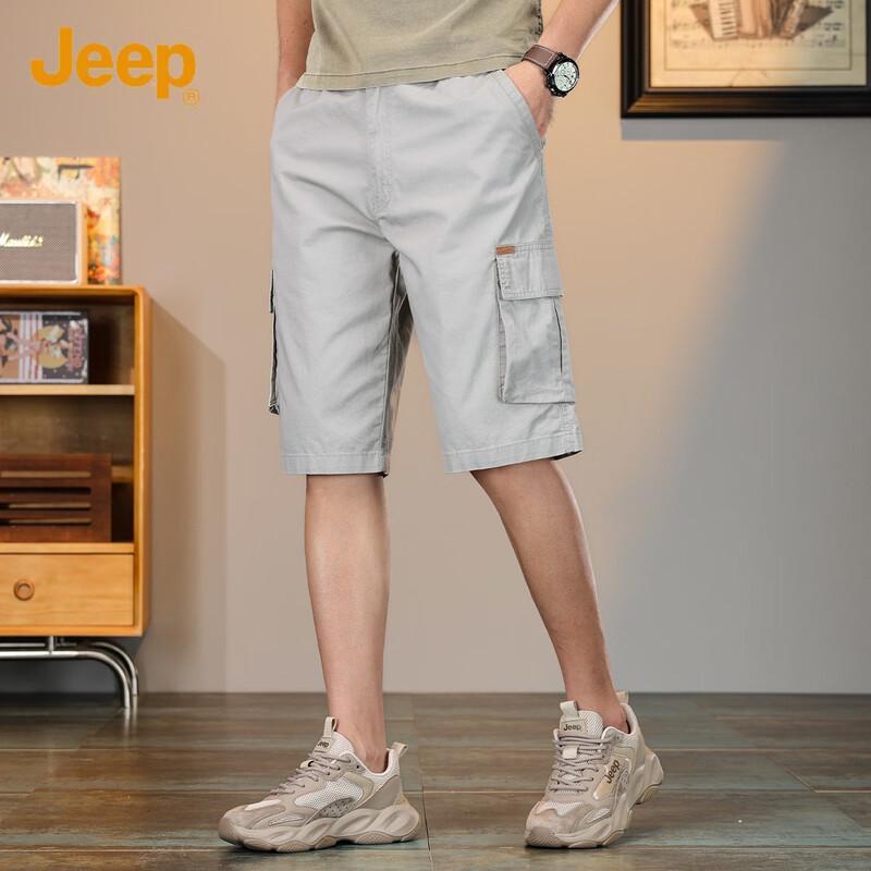 Jeep Men's 100% Cotton Casual Workwear Mid-Length Shorts