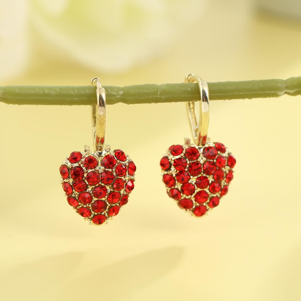 Geometric Heart Dangle Earrings With Water Diamond For Evening Party And Gift For Women