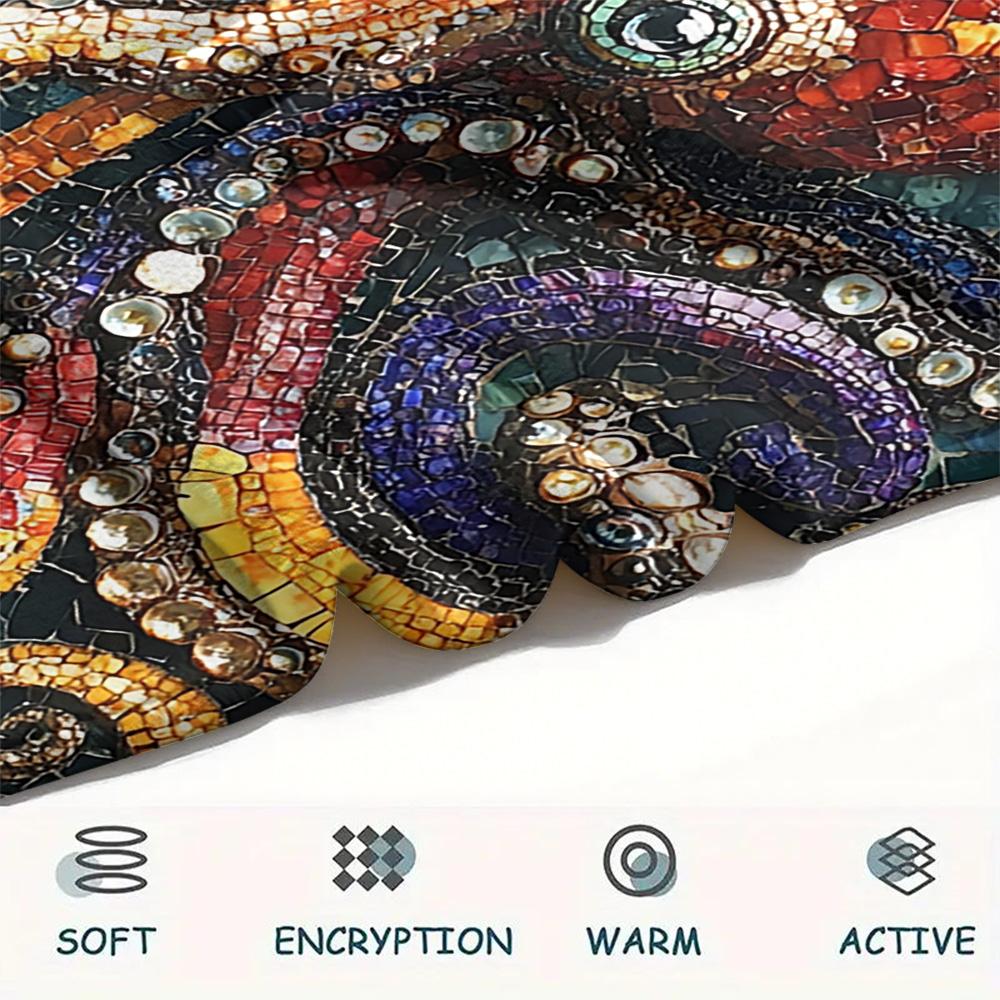 Octopus Print Flannel Blanket, High quality Comfortable for All Seasons, Home Decor, Warmth and Comfort, Perfect for Christmas Gifts