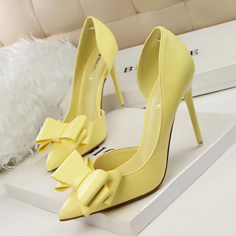 Women's Pointed Tip Bow High Heels Fashion Hollowed Out Single Shoes for Women Trend Sweet Stiletto Heels Women's Shoes Tacones