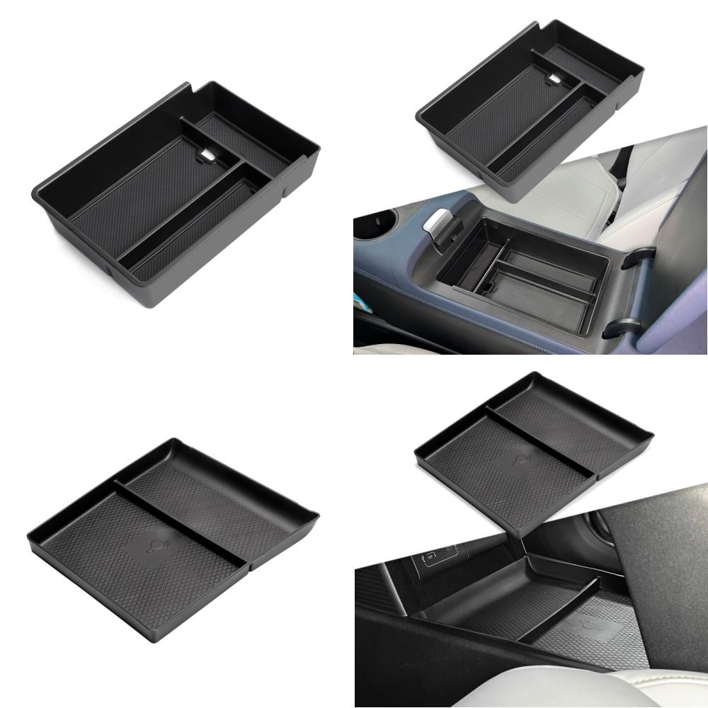 For Xpeng G6 Accessories Set Armrest Storage Box Door Storage Box Car Center Console Tray Organizer Tidying Black