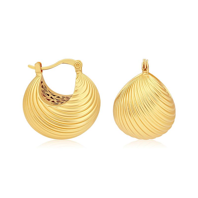 C-shaped Three-dimensional Spiral Striped Hollow Ear Buckle Women's, Light Luxury High-end Copper-plated Money Bag Earrings
