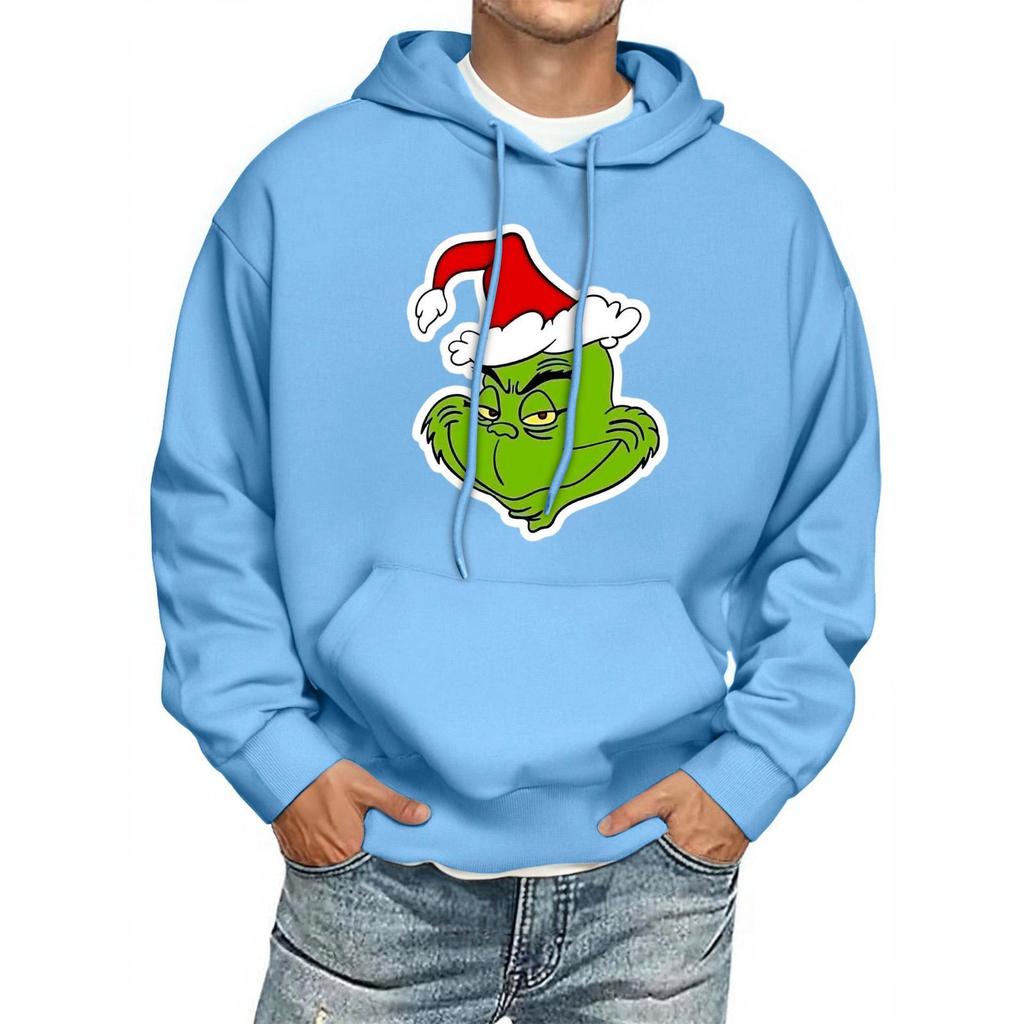Men's Print Hooded Sweatshirt Long-Sleeve Casual Pullover Hoodie Hooded Sweatshirt
