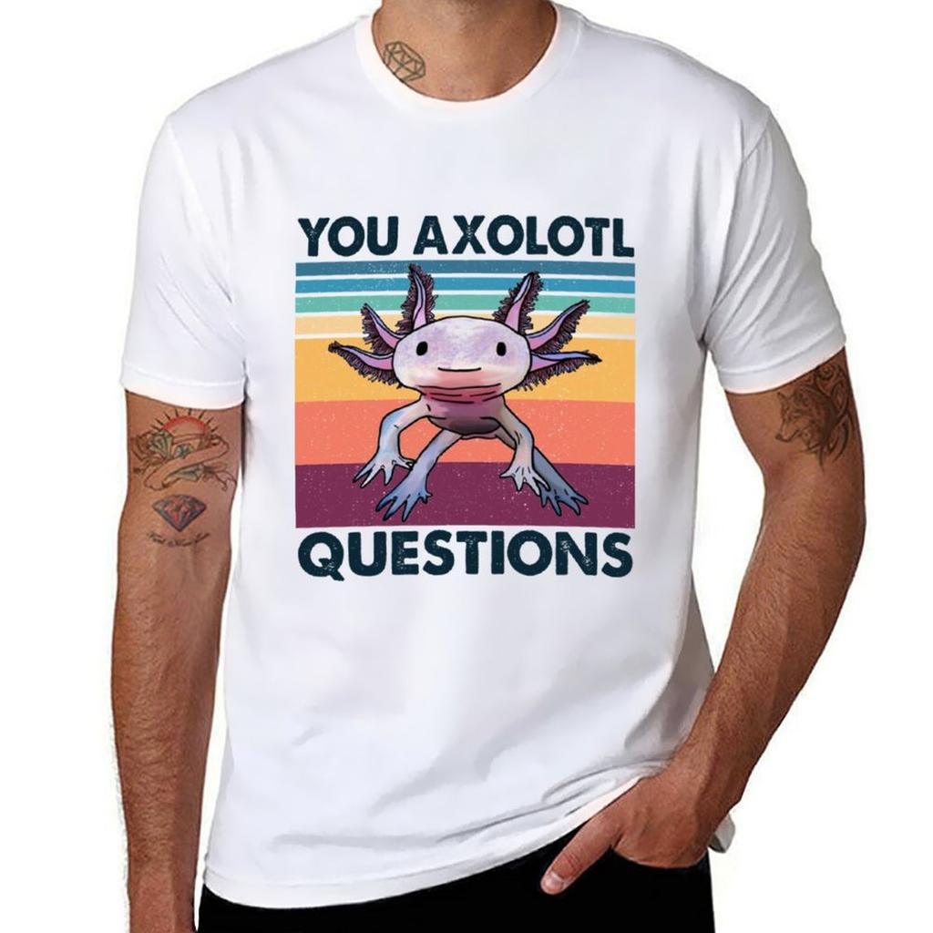 Retro 90s Axolotl Shirt Funny You Axolotl Questions TShirt Gym Exercise Short Sleeve TShirt
