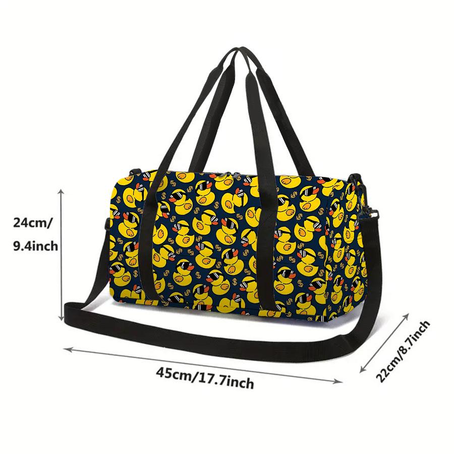 Duck Pattern Large Capacity Luggage Bag for Boy/Girl Best Gift 2D Flat Cartoon Travel Duffels Outdoor Fitness Bag for Children