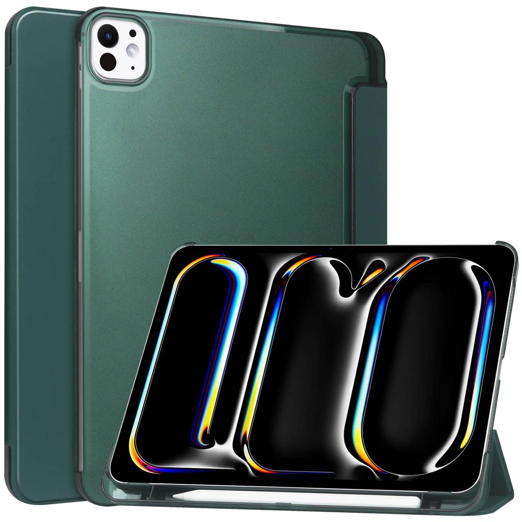 Case for iPad Pro 13 M4 2025 with Pen Holder-[Tri-fold Stand + Auto Wake/Sleep], Frosted Super Thin Hard PC Translucent Shell