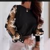 Autumn Round Neck Petal Sleeve Blouse for Women