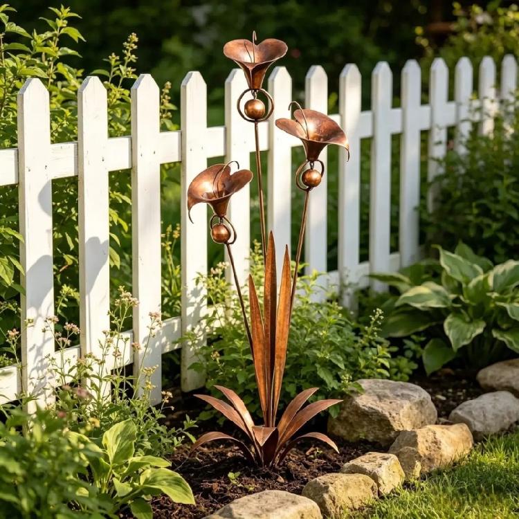 Rustproof Calla Lilies Wind Chime Stake For Patios Garden Decoration Landscape Enhancement Measuring 75cm Height