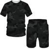 Summer Men's 3D Printed Leopard Print Sports Suit Fashion Versatile Trend Casual Breathable