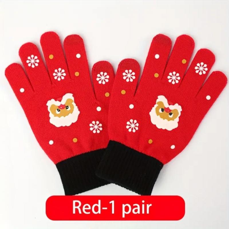 1-10 Paar Thermische Strick Fünf-Finger Weihnachts-Handschuhe Warme Touchscreen Winterhandschuhe für Erwachsene und Kinder Feiertags-Reitzubehör