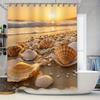 Sunset Seashell Beach Shower Curtain - Vibrant Coastal Design for a Waterproof and Unique Bathroom Décor