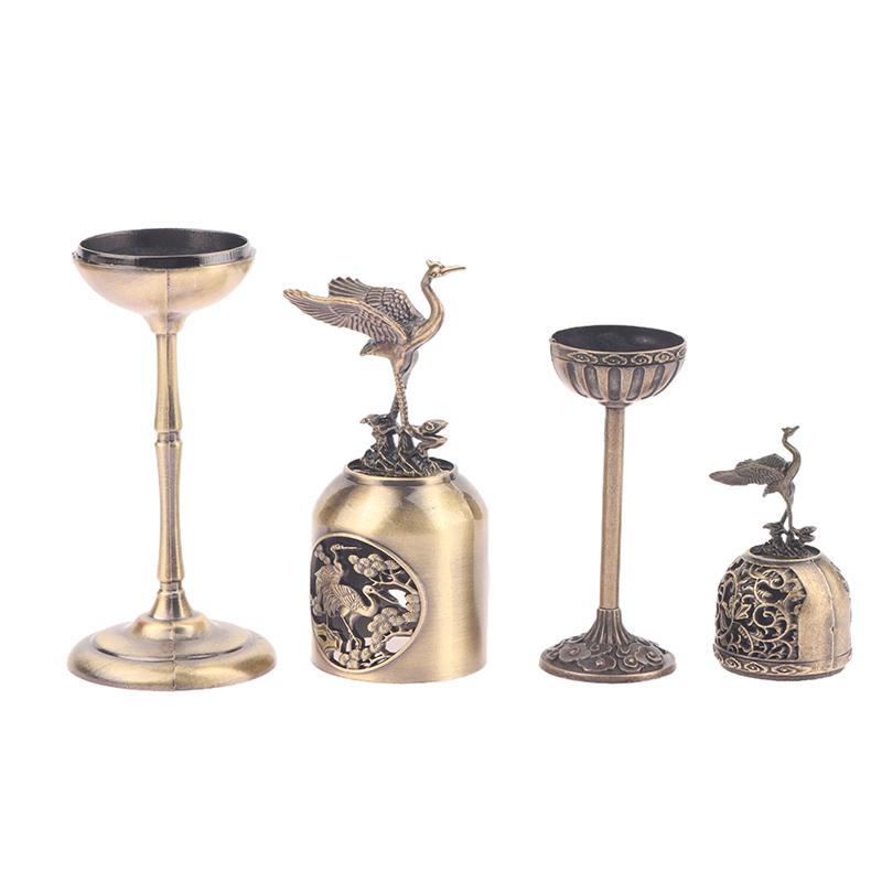 Metal Standing Crane Hollow Lamp Sandalwood Fragrance Censer Smoking Backflow Incense Holder Tea House Ornaments Home Decor