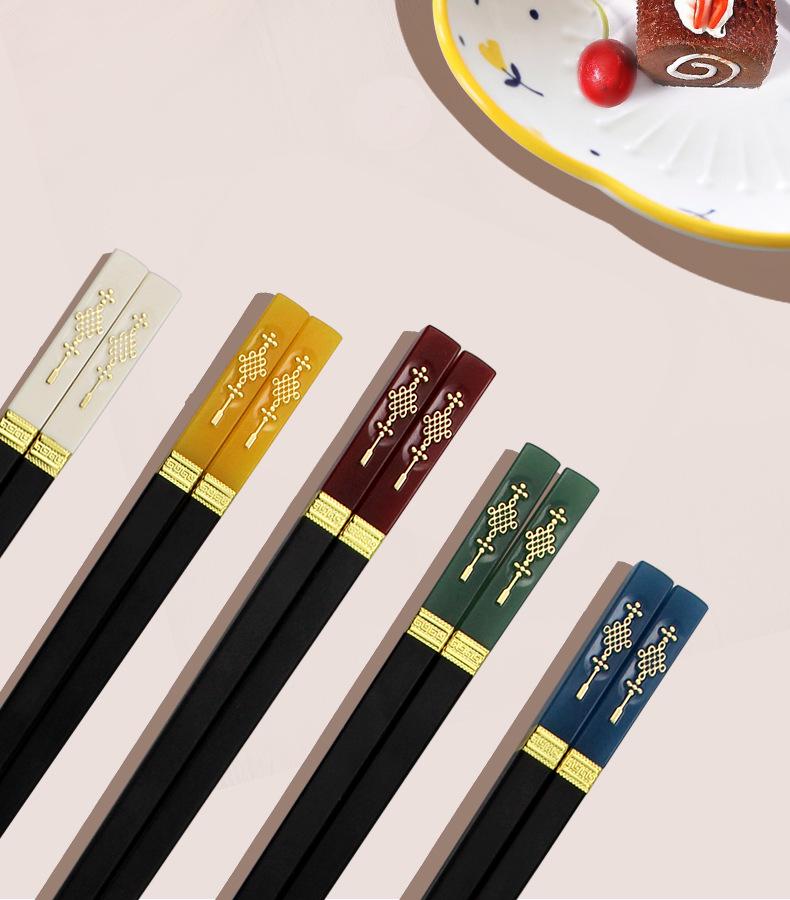 Shifuleyuan Luxus Fünf-Farben Chinesischer Knoten Legierung Essstäbchen, 5 Paar
