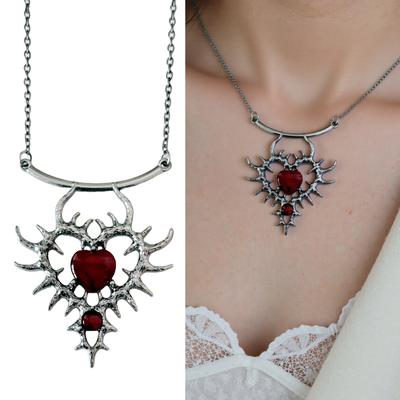 Romance Love Heart Necklace with Crystal Embellishments Sturdy Alloy Trendy Accessory for Stylish Women Ladies