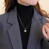 A Simple, Openwork Teardrop-shaped Five-pointed Star Long Necklace, an Ideal Choice for New Year's Day and Valentine's Day.