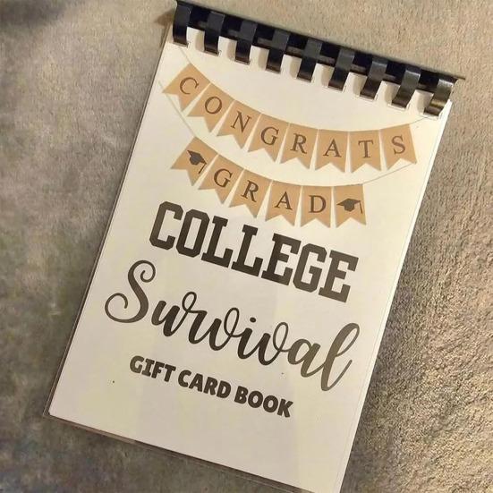 1Pc/2Pcs 16 Pages College Survival Gift Card Book College Students Birthday Gift Cards Organizer for High School Graduation Student Leaving Home Gifts