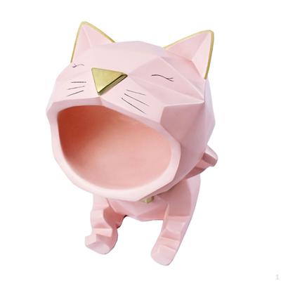 Caixa de armazenamento de figura de gato com boca, porta-chaves grande, organizador de mesa para telefone, lanche
