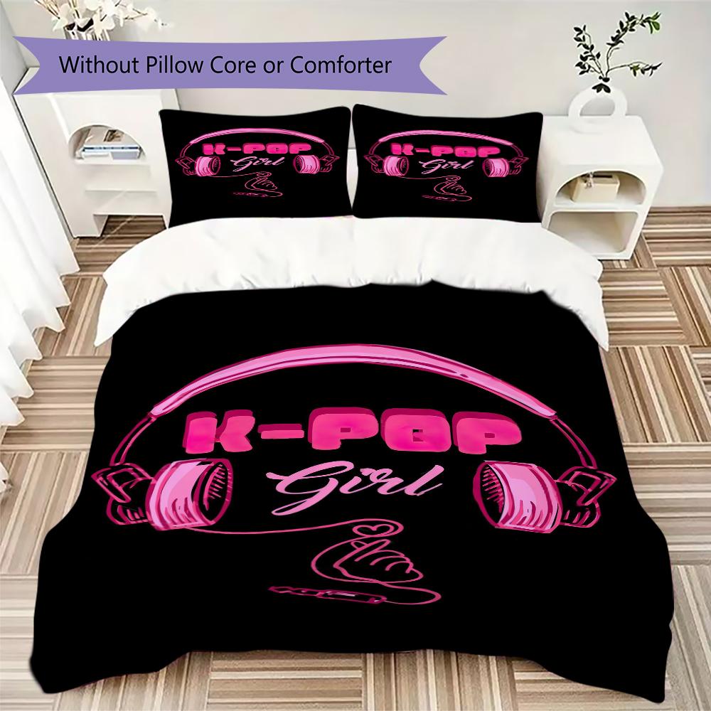 1PC Musical Elements Bedding Quilt Set Quilt Cover Pillowcase Home Decoration Birthday Gift (1 * Duvet Cover + 2 * Pillowcase, Without core)A13