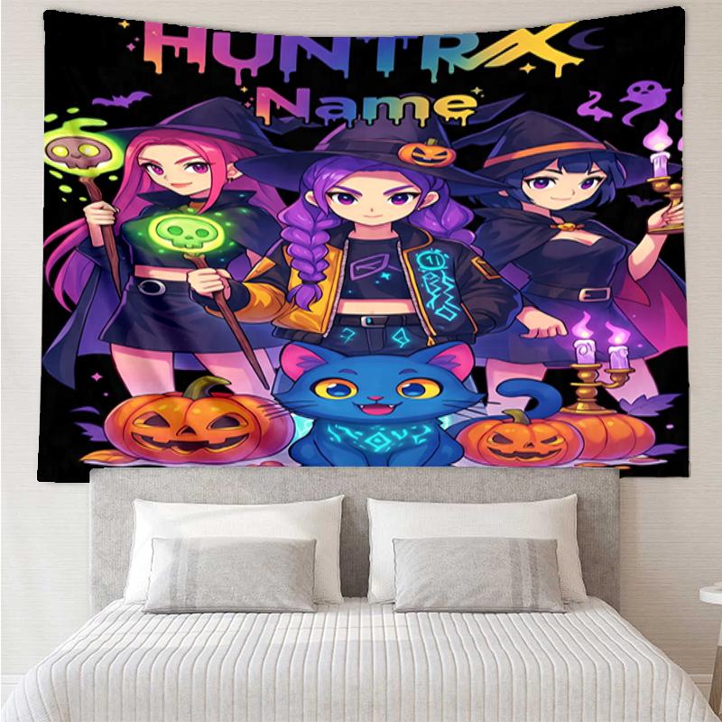 Custom Name KPop Demon Hunters Print Tapestry, Backdrop, Easy Setup, Ideal for Bedroom, Office & Living Room, with Aesthetic Wall Hanging Decor.