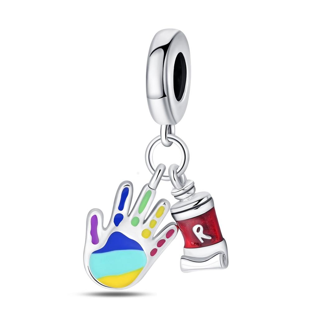 925 Sterling Silver Hand In Hand Retractor Sisters Love Beads Pendants Charms Fit 925 Original DIY Bracelets Jewelry