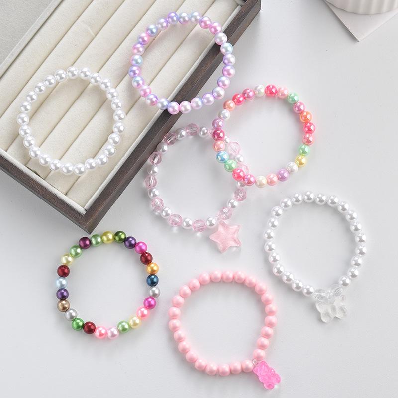 Hot Sale Pink Cloud Love Children's Bead Bracelet Colored Yak Bead Girls Set Bracelet Environmentally Friendly Children's Jewelry
