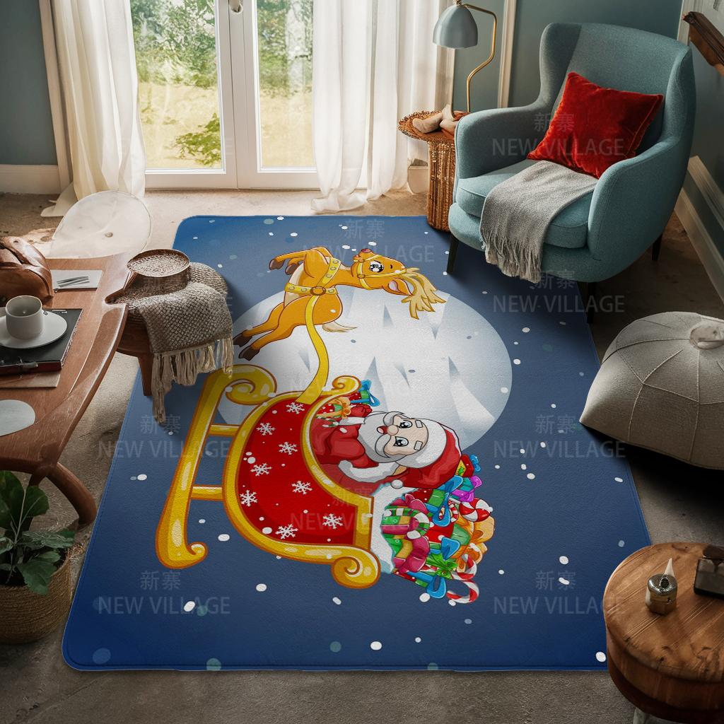 House Entrance Carpet Home Door Mat Living Room Bath Foot Bathroom Non-slip Water Absorption Rugs Bath Merry Christmas Winter