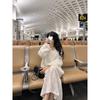 French Chic White Faux Mink V-Neck Sweater Coat - Loose, Thick, and Stylish for Autumn & Winter
