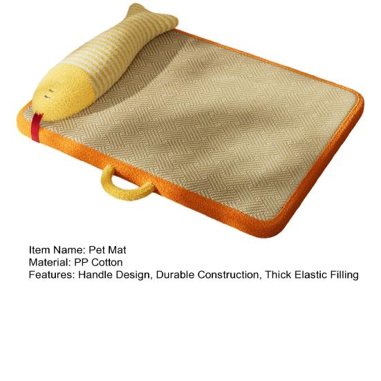 Pet Mat Cooling Rattan Fabric Breathable Anti-Slip Soft Thick Filling Sleep Heat Dissipation Summer Pet Cooling Pad