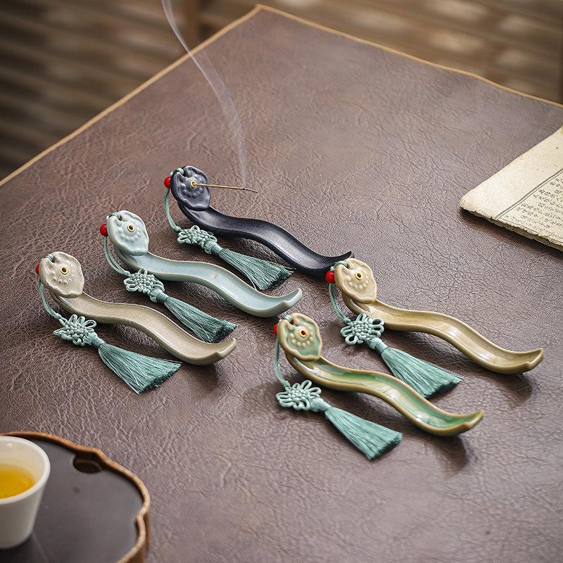 BEPAN Ruyi Line Incense Insert Creative Home Aromatherapy Base Chinese Design Tea Table Mini Incense Burner Home Decoration Gift