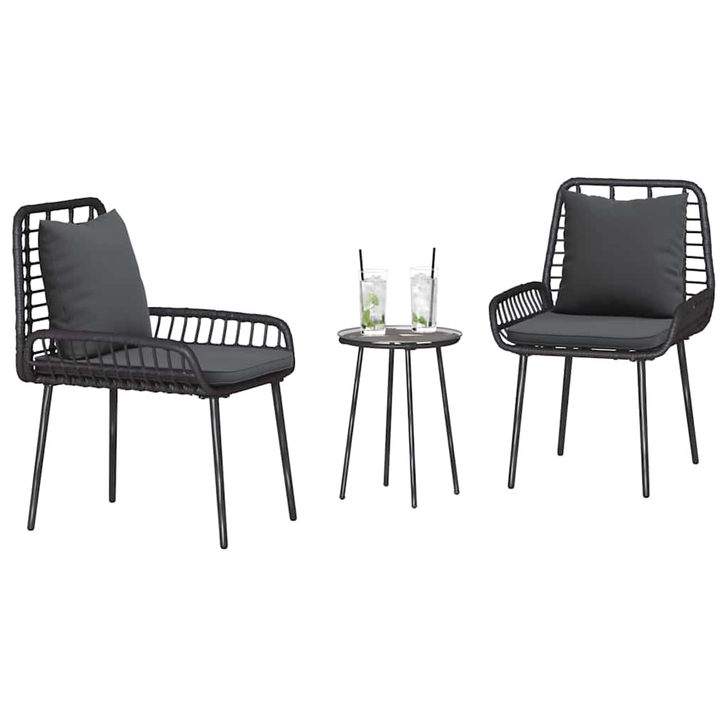 Garden Dining Set 3 pcs Black and Anthracite Poly Rattan