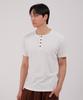 Dibellobeu Slub Henley Neck Short Sleeve T-Shirt_Ivory